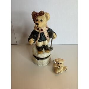 Boyds Collection Bear Trinket Box w Dog Companion First Edition 1E #2927